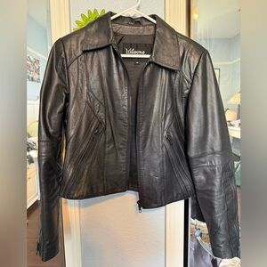 Vintage Wilson Women's Classic Black Leather Jacket—FITS SIZE 4/6